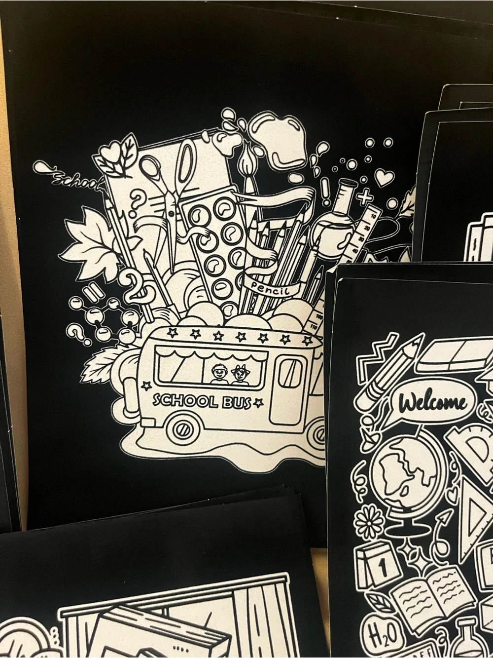 Back To School Velvet Coloring Sheets